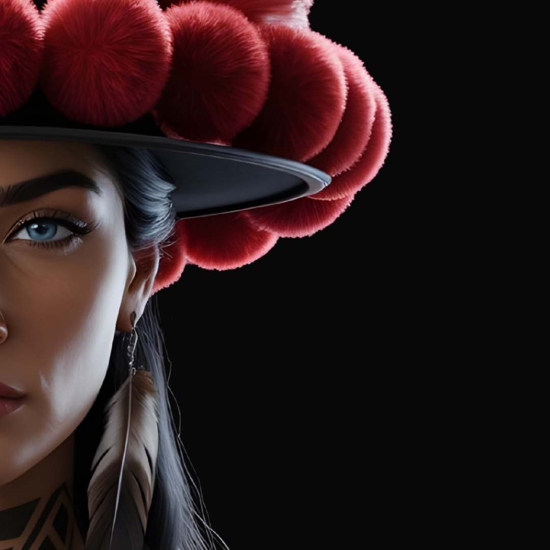 Detailbild eines KI Kunstwerks im Portraitformat